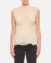 Khaite Westin Pleated Silk Top In White