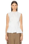 Khaite Westin Pleated Cotton-poplin Top In White