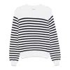 Khaite White And Navy Blue Striped Merino Wool Sweater