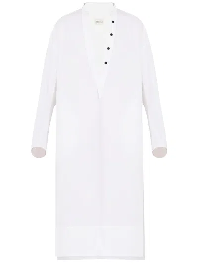 Khaite White Cotton Tunic Dress