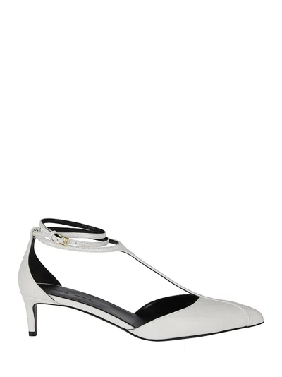 Khaite White Leather Low Heel Sandal