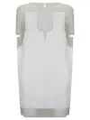 Khaite White Panel Midi Dress With Sheer Inserts In Multi