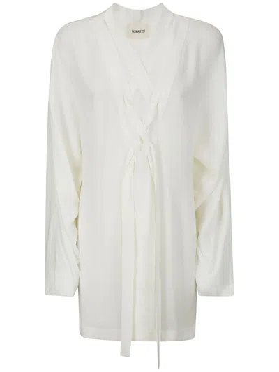 Khaite White Silk Dress In Cream