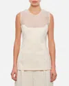 Khaite Sasmo Sleeveless Crepe And Mesh Top