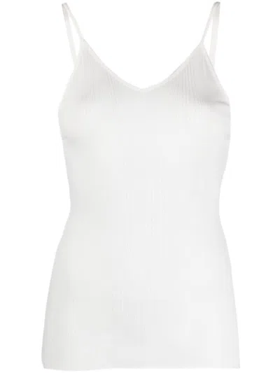 KHAITE WHITE SPAGHETTI STRAPS TOP