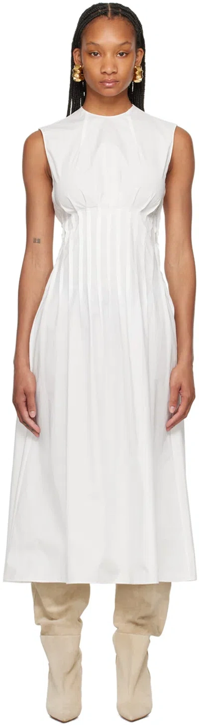 Khaite Wes Pintucked Cotton-poplin Maxi Dress In 100 White