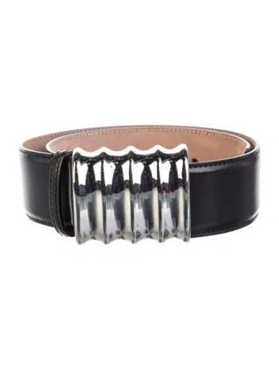 Pre-owned Khaite Wide Leather Waist Belt In Black