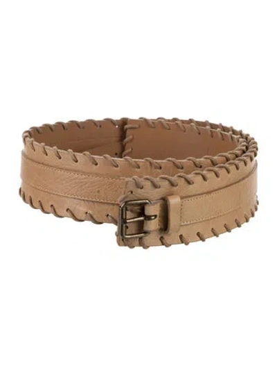 Pre-owned Khaite Wide Leather Waist Belt In Brown