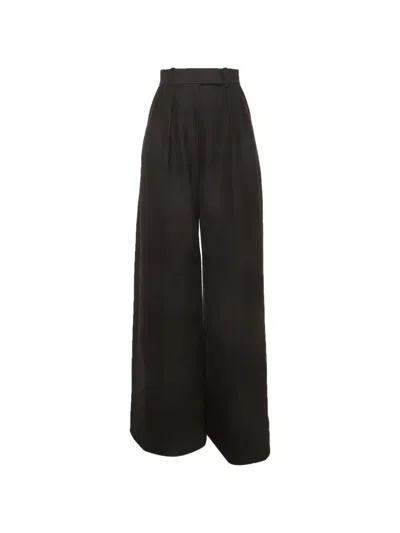 Pre-owned Khaite Wide-leg Pleated Trousers In Black