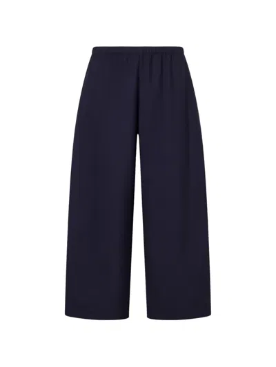 Khaite Roma Wool High-waist Wide-leg Pants In Blue