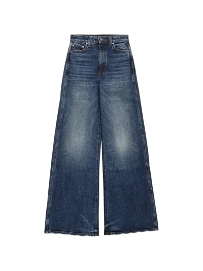 Khaite Wide-leg Jeans With Frayed Hems In Animal Print