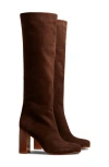 Khaite Willow Knee-high Suede Boots In Dark Brown