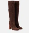 Khaite Willow Knee-high Suede Boots In Brown