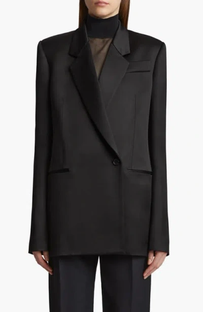 Khaite Willow Satin Blazer In Black