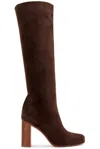 Khaite Willow Knee-high Suede Boots In Dark Brown