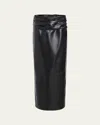 Khaite Wilner Leather Midi Skirt In Black