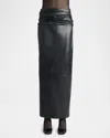 Khaite Wilner Leather Midi Skirt In Black