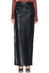 Khaite Wilner Leather Midi Skirt In Black