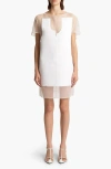 Khaite Winona Paneled Crepe And Chiffon Mini Dress In White