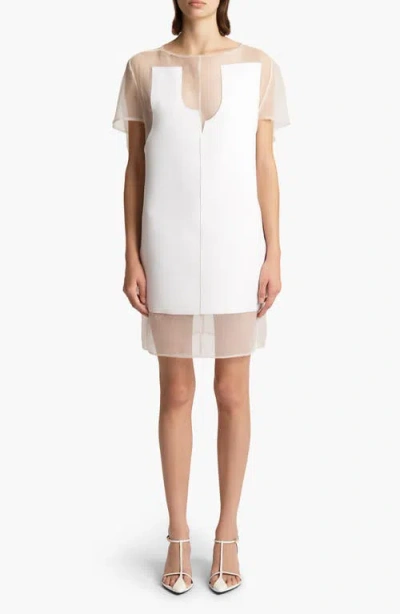 Khaite Winona Paneled Crepe And Chiffon Mini Dress In White