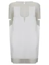 Khaite White Panel Midi Dress With Sheer Inserts