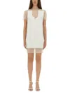 Khaite Winona Paneled Crepe And Chiffon Mini Dress In White