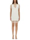 Khaite Winona Paneled Crepe And Chiffon Mini Dress In White
