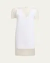 Khaite Winona Paneled Crepe Mini Dress In Chalk