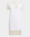 Khaite Winona Paneled Crepe Mini Dress In Chalk