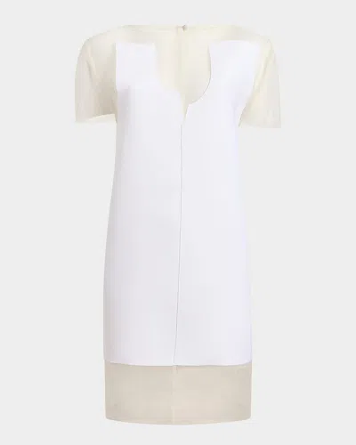 Khaite Winona Paneled Mini Dress In Chalk