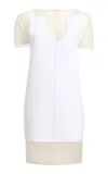 Khaite Winona Paneled Crepe Mini Dress In Off-white