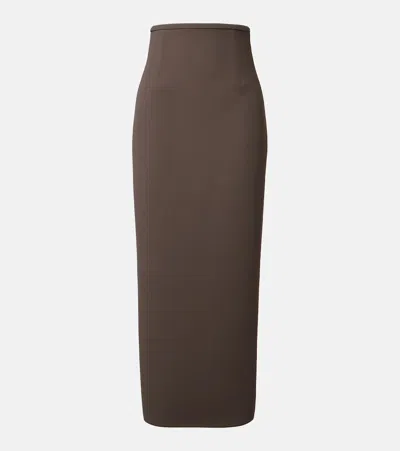 Khaite Winton Crêpe Maxi Skirt In Brown