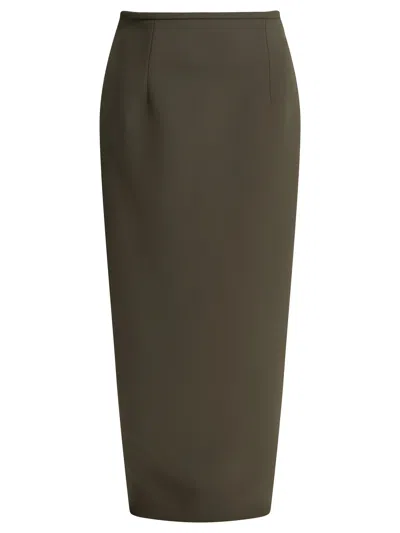 Khaite "winton" Long Skirt In Green