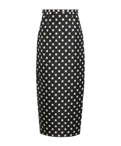 Khaite Winton Polka-dot Silk Midi Skirt In Black