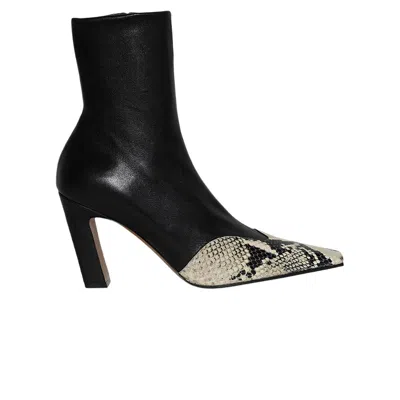 Pre-owned Khaite Wmns Nevada Stretch High Boot 'black Natural Python' | Women's Size 36