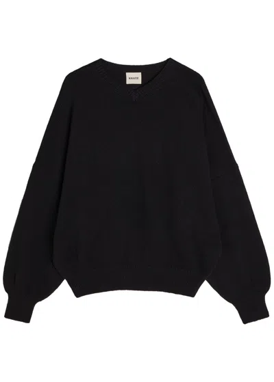 Khaite Wolfe Melange Cashmere Sweatshirt In Black