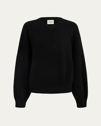 KHAITE WOLFE V-NECK CASHMERE SWEATER