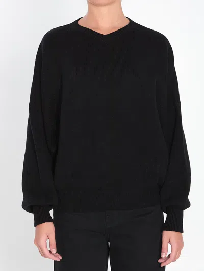 Khaite Wolfe V-neck Knitted Cashmere Sweater In Black