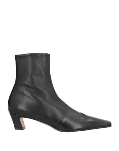 Khaite Pointed Toe Ankle Boots With Smooth Lamb Leather In Black