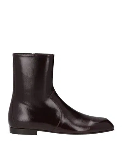 Khaite Woman Ankle Boots Burgundy Size 7.5 Leather In Brown