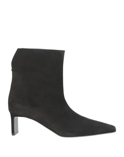 Khaite Woman Ankle Boots Dark Brown Size 10 Leather In Black