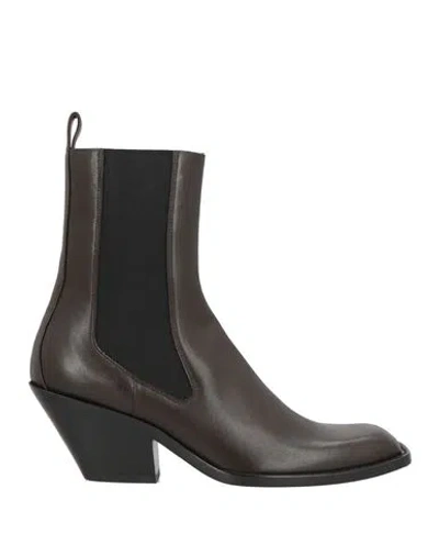 Khaite Woman Ankle Boots Dark Brown Size 8 Leather