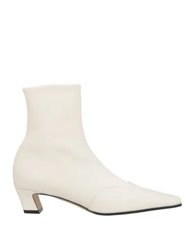 Khaite Woman Ankle Boots Ivory Size 7.5 Leather In White