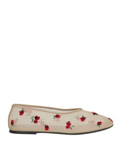 Khaite Woman Ballet Flats Beige Size 8 Textile Fibers In Neutral