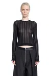 Khaite Colleen Crewneck Long-sleeve Pointelle Knit Top In Black