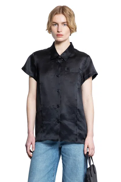 Khaite Keefe Silk Charmeuse Shirt In Black