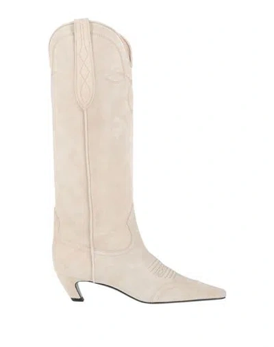 Khaite Woman Boot Light Grey Size 7.5 Leather In Black