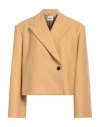 Khaite Woman Coat Camel Size 4 Virgin Wool, Nylon