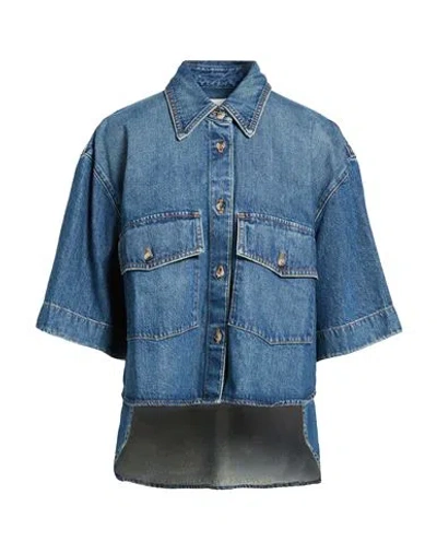 Khaite Woman Denim Shirt Blue Size 6 Cotton, Pre-consumer Recycled Cotton