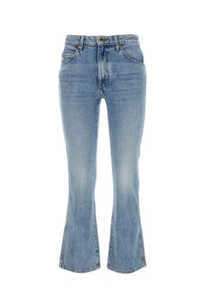 Khaite Vivian Cropped High-rise Bootcut Jeans In Blue